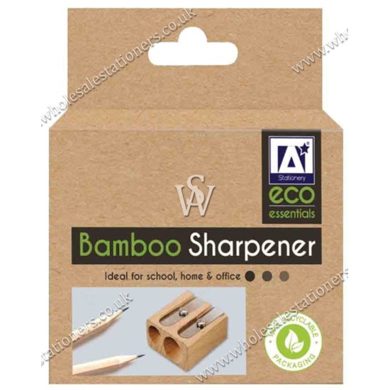 Bamboo Pencil Sharpener Twin Hole