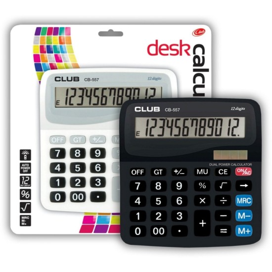 Calculator Desk Dual Power Black Or White