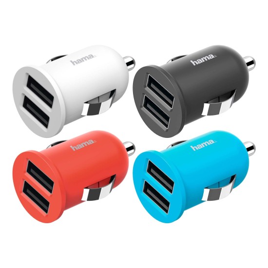 Car Charger with 2x USB Assorted Colours