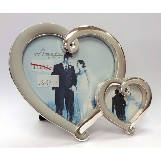 Double Heart Silver Plated Frame (End Of Line Special Offer)