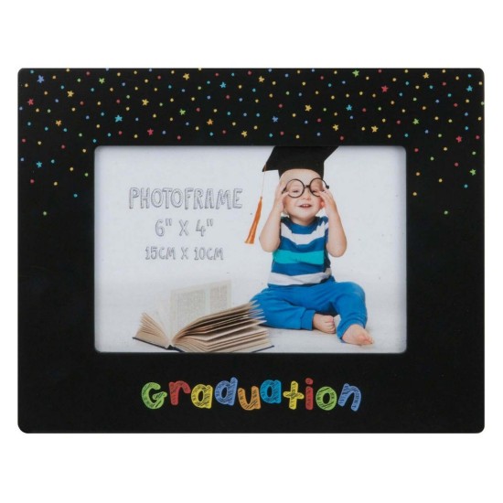 Graduation Black Frame With Colourful Stars and Dots 6