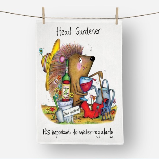 'Head Gardener ..It's Important To Water Regularly' Tea Towel