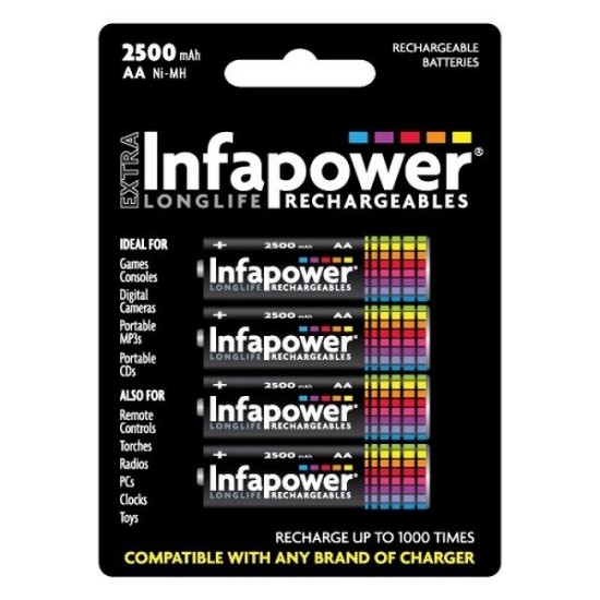 Infapower AA Rechargeable 2500mah 4pk