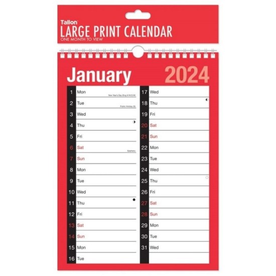 Large A4 Calendar 2024