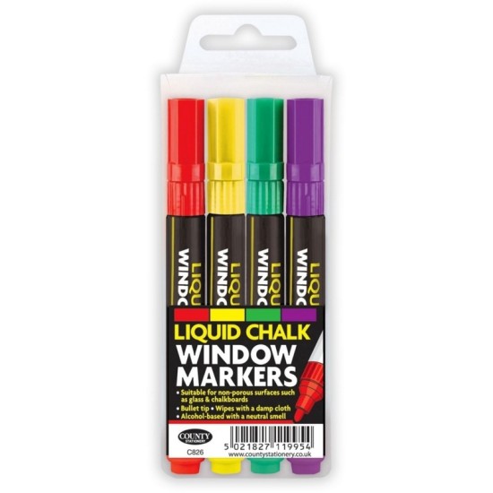 Liquid Chalk Marker Assorted Colours 4pk