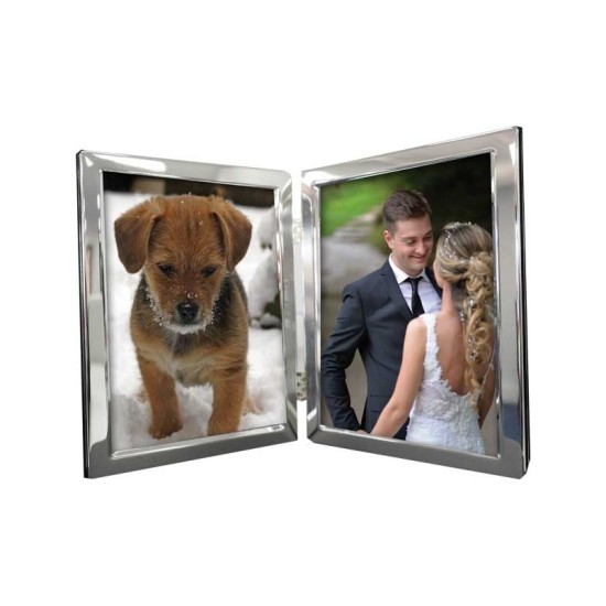 Narrow Edge Silver Plated Double Upright Frame