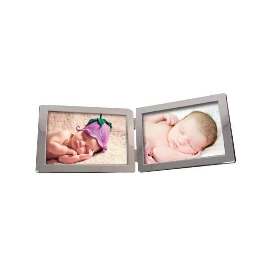 Narrow Edge Silver Plated Double Landscape Frame