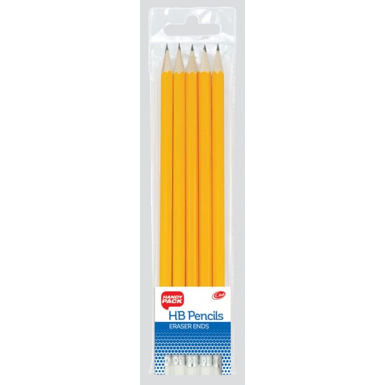 Pencil HB Rubber Tipped 5pk